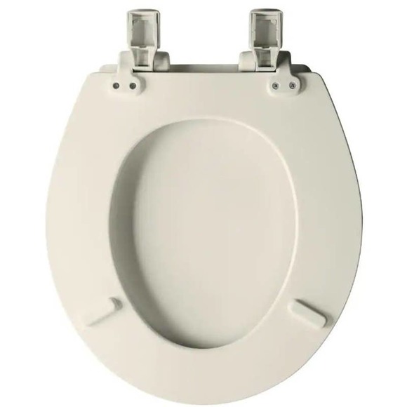 Atwood Slow Close Round Closed Enameled Wood Front Toilet Seat in Biscuit Color - Picture 2 of 5
